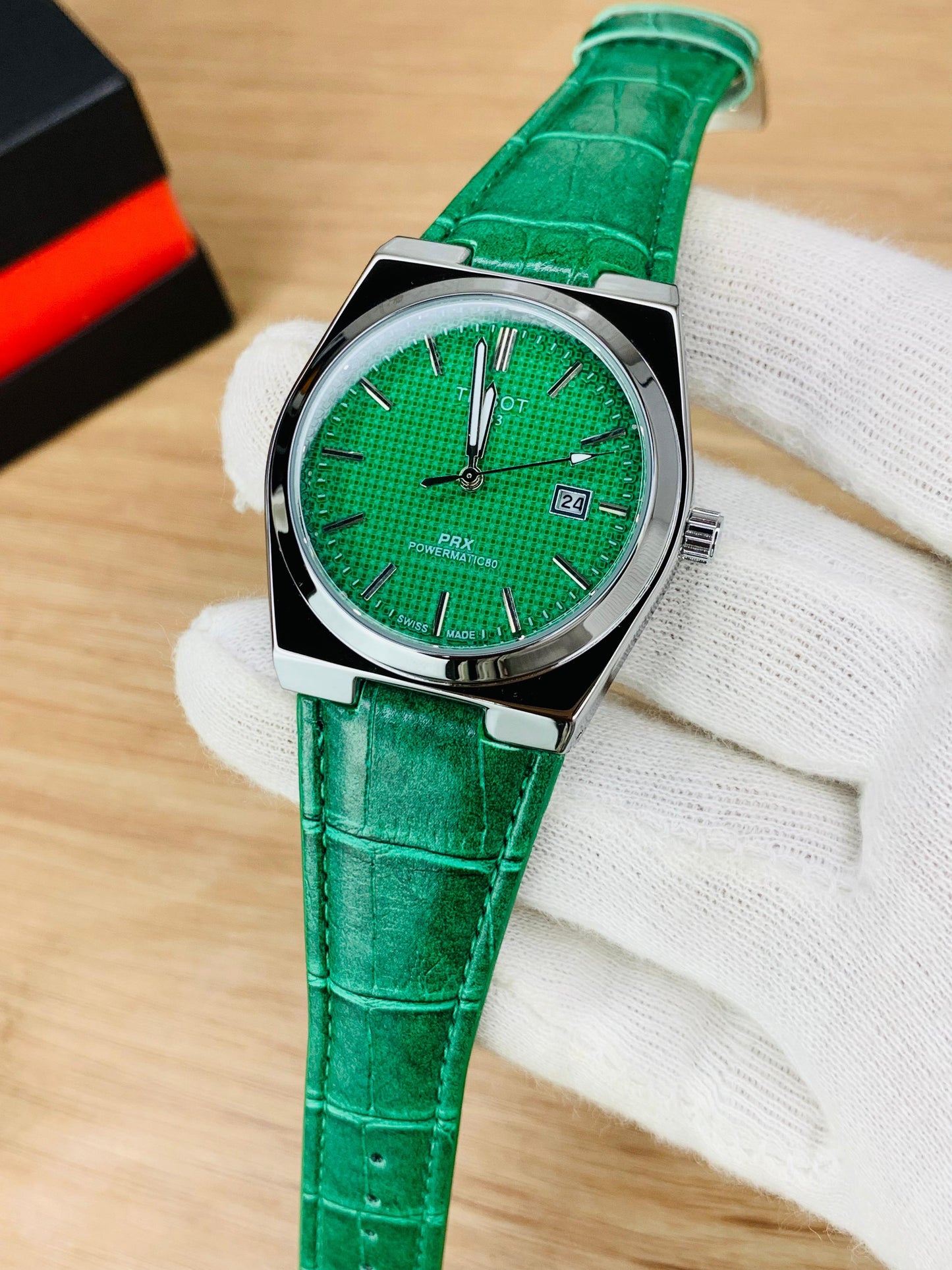 Tissot PRX Quartz Leather Strap Watch