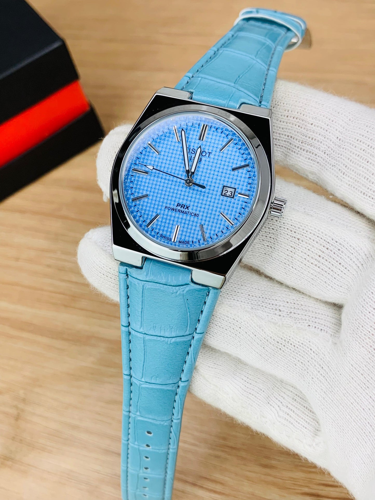 Tissot PRX Quartz Leather Strap Watch