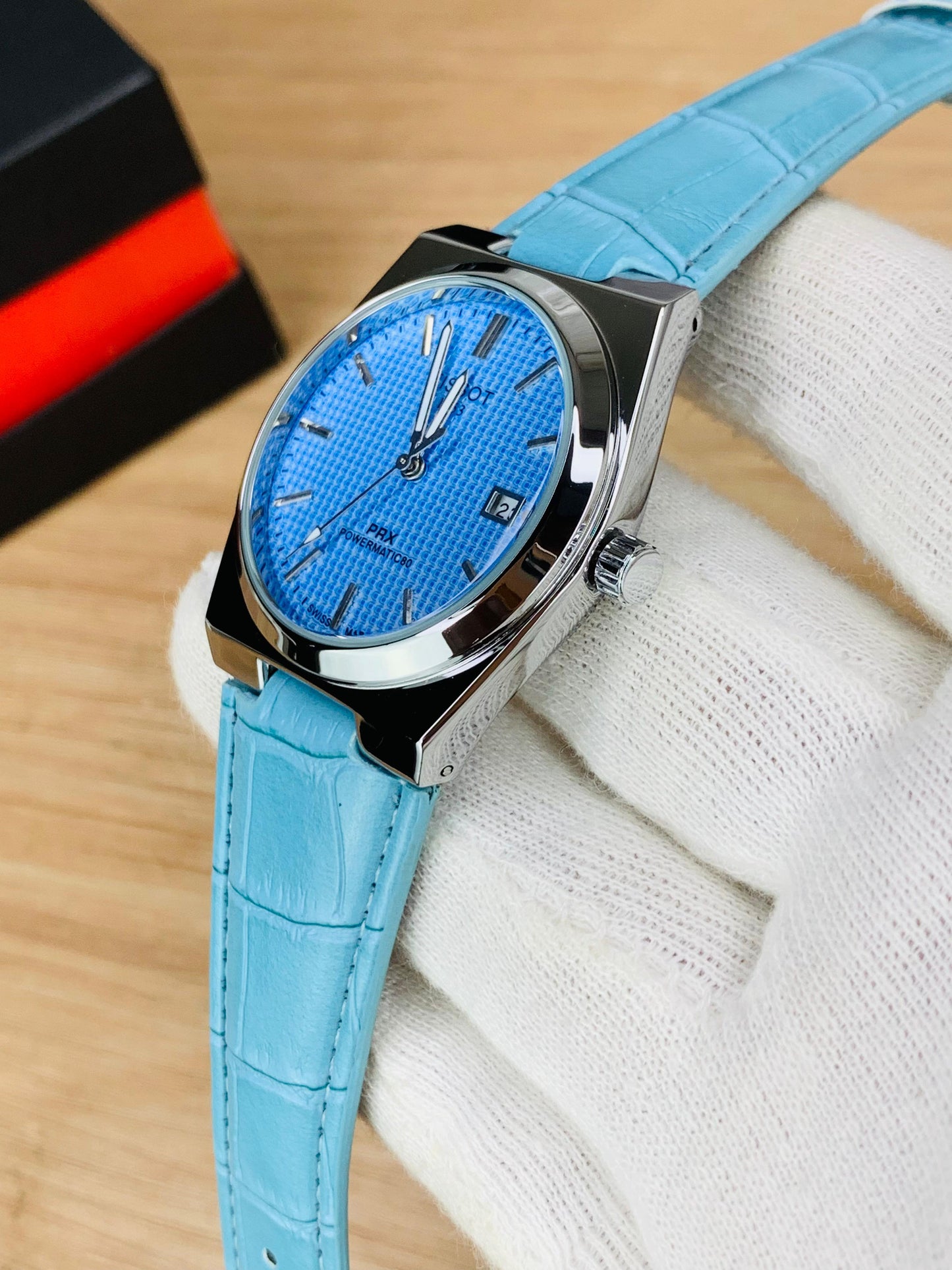 Tissot PRX Quartz Leather Strap Watch
