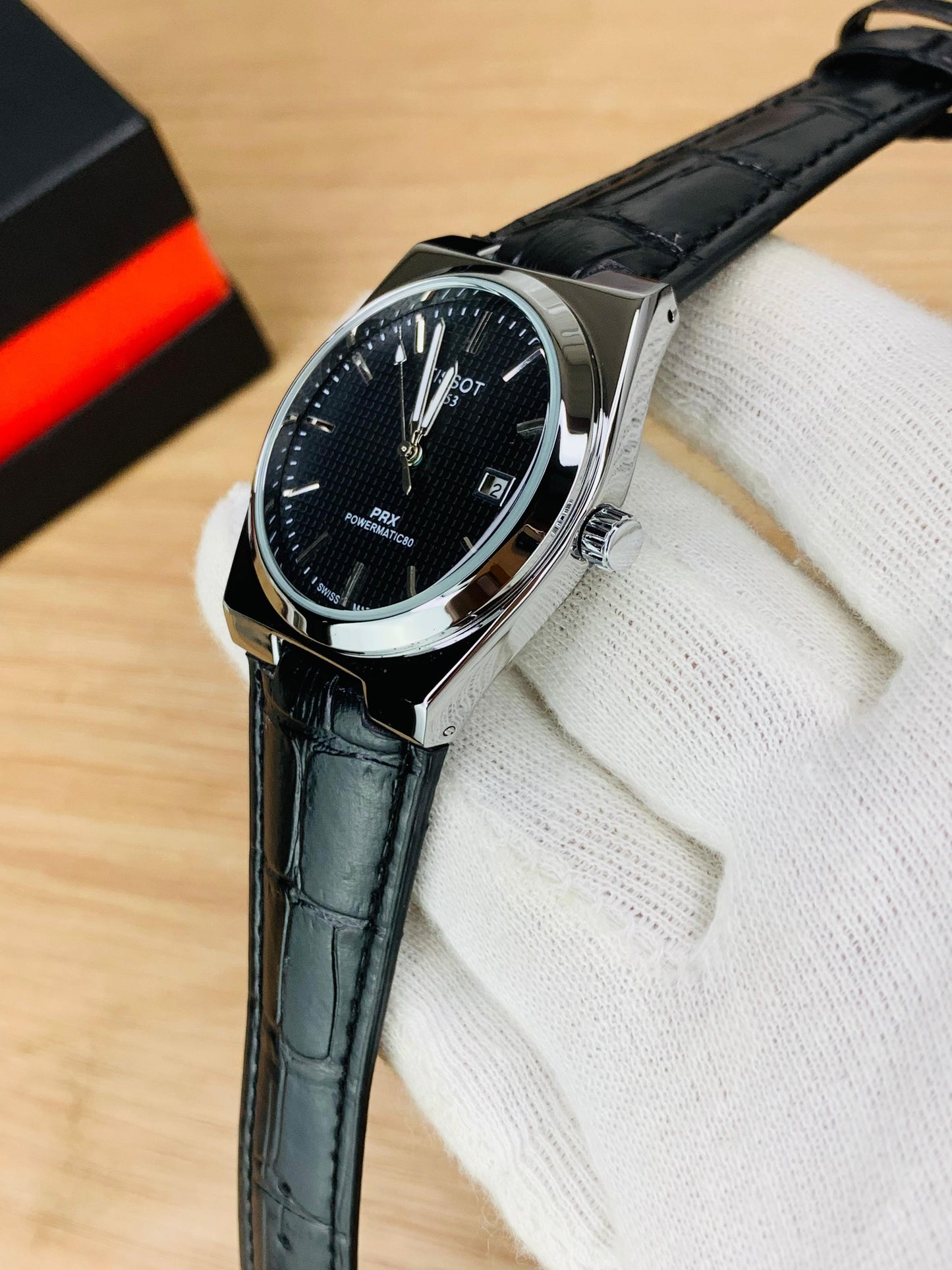 Tissot PRX Quartz Leather Strap Watch