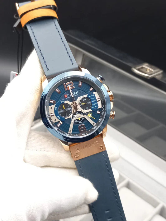 Curren 8329 Chronograph Working Watch With Leather Strap